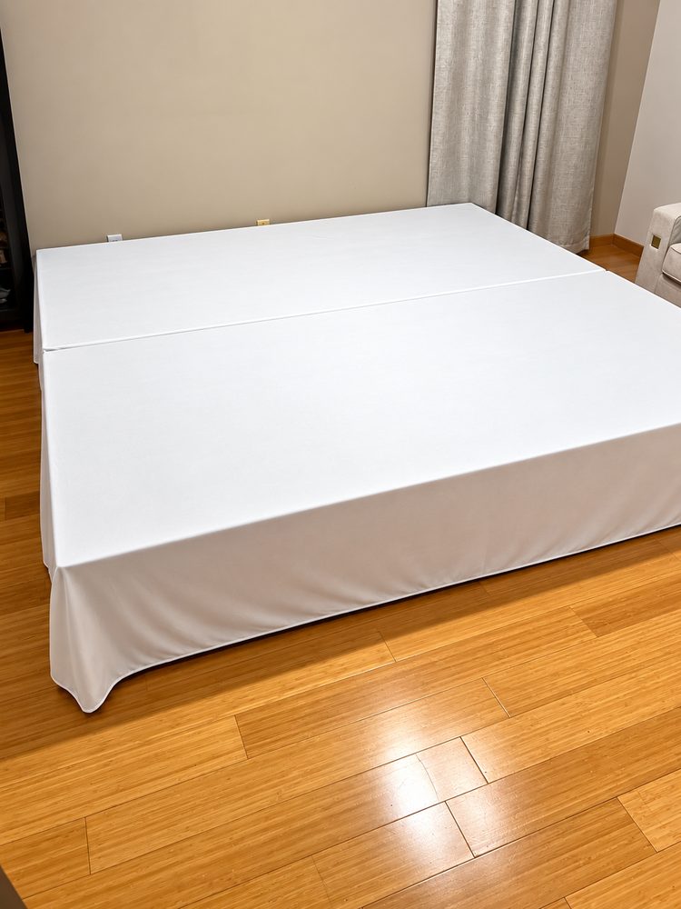 White skirted stage alternate angle